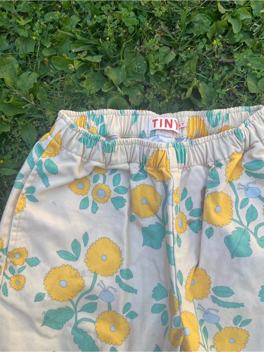 TINY COTTONS Kid’s Floral Pants in Yellow & Teal